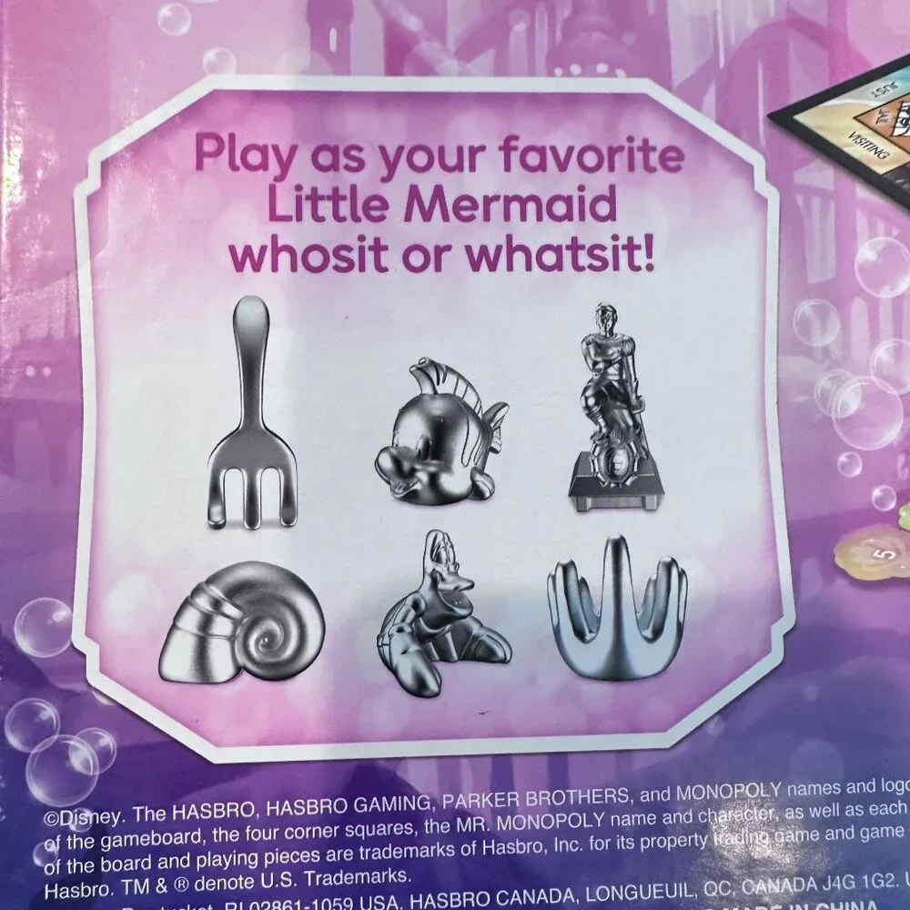 Monopoly Disneys The Little Mermaid Edition 8+ Ariel Ursula Eric Sabastian‎ NEW